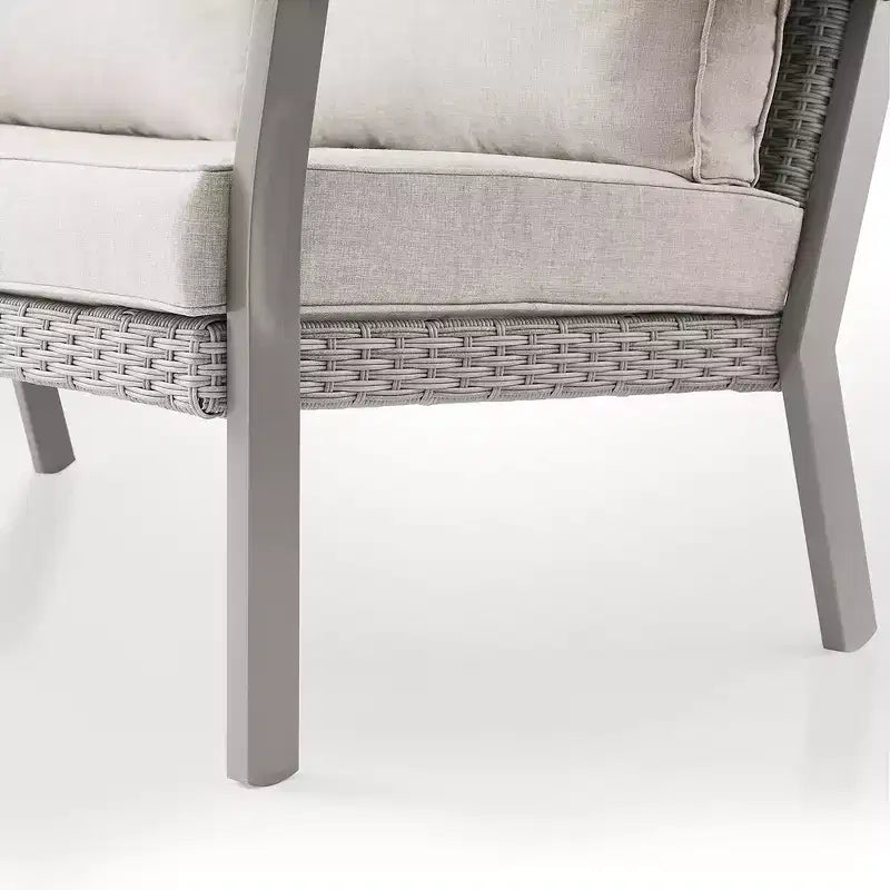 SONGMICS HOME Collezione Sencillo - Divanetto, Divano a 2 Posti, Poltrona, Poltrona da Patio, con Braccioli in Finto Legno, Grigio e Beige