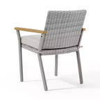 SONGMICS HOME Sencillo Collection - Dining Chair, Armchair, Patio Chair, with Faux Wood Armrests, Modern and Transitional Style,Gray and Beige