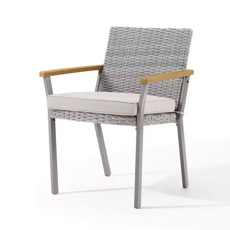 SONGMICS HOME Sencillo Collection - Dining Chair, Armchair, Patio Chair, with Faux Wood Armrests, Modern and Transitional Style,Gray and Beige