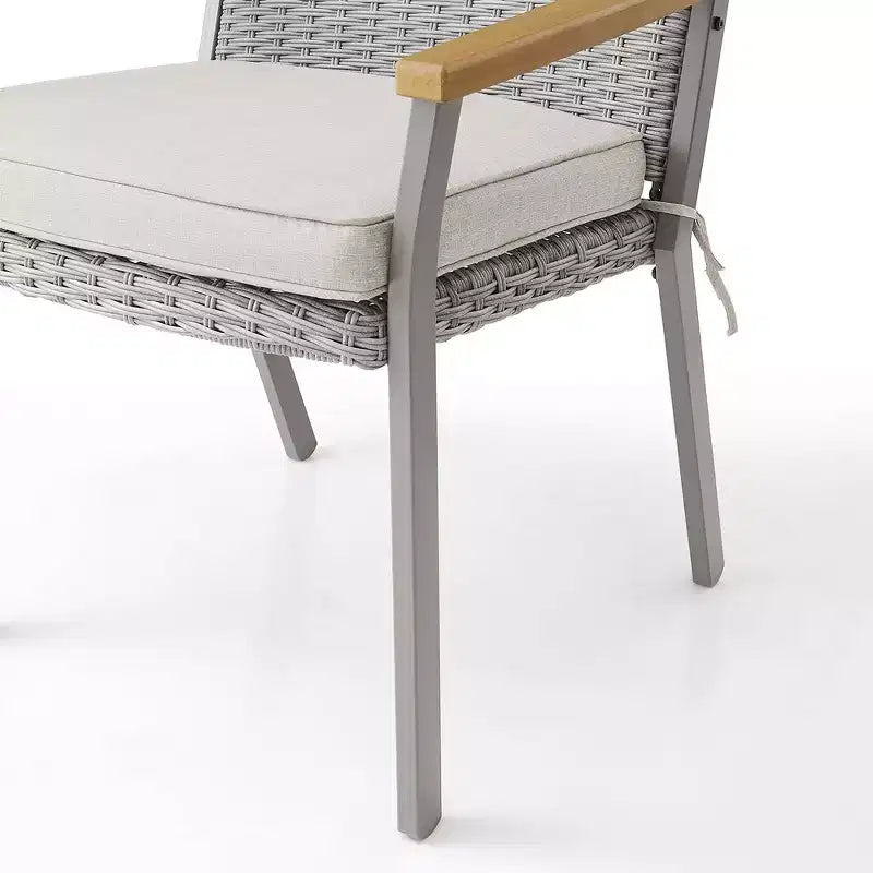 SONGMICS HOME Sencillo Collection - Dining Chair, Armchair, Patio Chair, with Faux Wood Armrests, Modern and Transitional Style,Gray and Beige