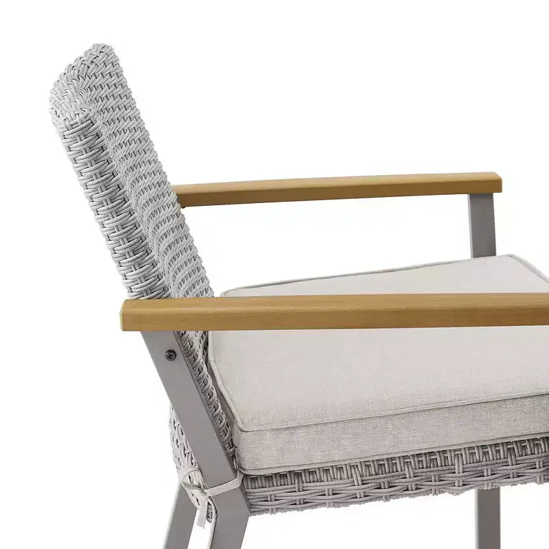 SONGMICS HOME Sencillo Collection - Dining Chair, Armchair, Patio Chair, with Faux Wood Armrests, Modern and Transitional Style,Gray and Beige