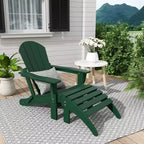 WestinTrends Malibu HDPE Outdoor Patio Folding Poly Adirondack Chair with Ottoman (2-Piece Set)