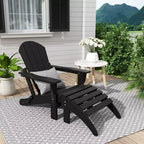 WestinTrends Malibu HDPE Outdoor Patio Folding Poly Adirondack Chair with Ottoman (2-Piece Set)
