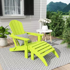 WestinTrends Malibu HDPE Outdoor Patio Folding Poly Adirondack Chair with Ottoman (2-Piece Set)