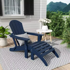 WestinTrends Malibu HDPE Outdoor Patio Folding Poly Adirondack Chair with Ottoman (2-Piece Set)