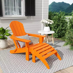 WestinTrends Malibu HDPE Outdoor Patio Folding Poly Adirondack Chair with Ottoman (2-Piece Set)