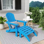 WestinTrends Malibu HDPE Outdoor Patio Folding Poly Adirondack Chair with Ottoman (2-Piece Set)