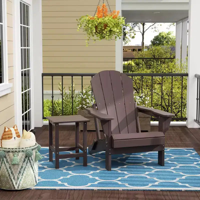 WestinTrends Malibu HDPE Outdoor Patio Folding Poly Adirondack Chair with Side Table (2-Piece Set)