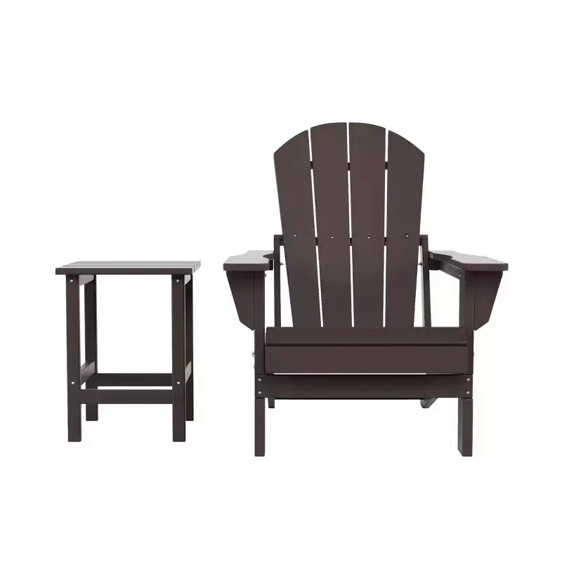 WestinTrends Malibu HDPE Outdoor Patio Folding Poly Adirondack Chair with Side Table (2-Piece Set)