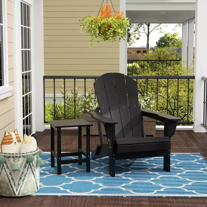 WestinTrends Malibu HDPE Outdoor Patio Folding Poly Adirondack Chair with Side Table (2-Piece Set)