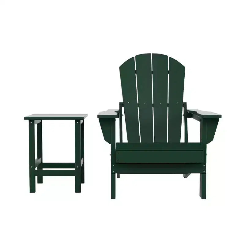 WestinTrends Malibu HDPE Outdoor Patio Folding Poly Adirondack Chair with Side Table (2-Piece Set)