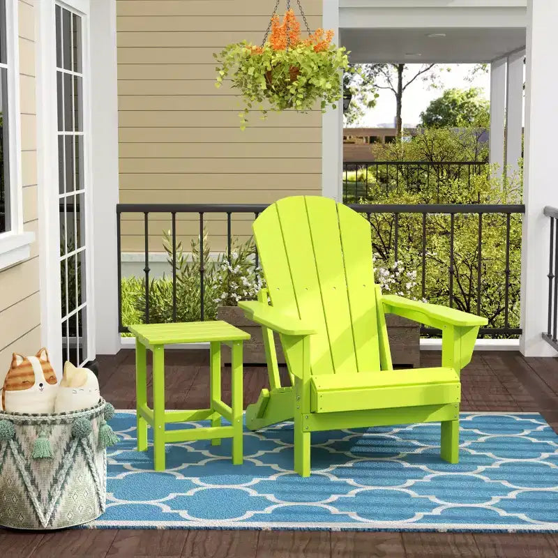 WestinTrends Malibu HDPE Outdoor Patio Folding Poly Adirondack Chair with Side Table (2-Piece Set)
