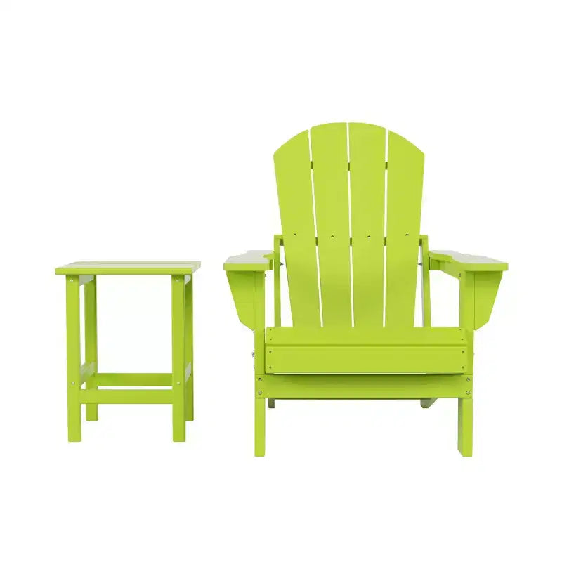 WestinTrends Malibu HDPE Outdoor Patio Folding Poly Adirondack Chair with Side Table (2-Piece Set)