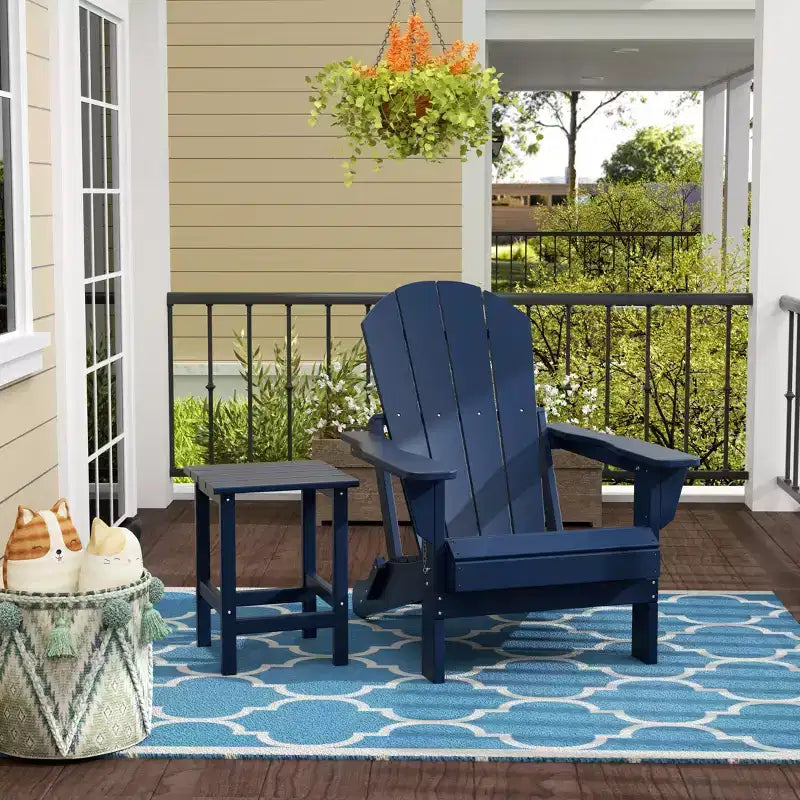 WestinTrends Malibu HDPE Outdoor Patio Folding Poly Adirondack Chair with Side Table (2-Piece Set)