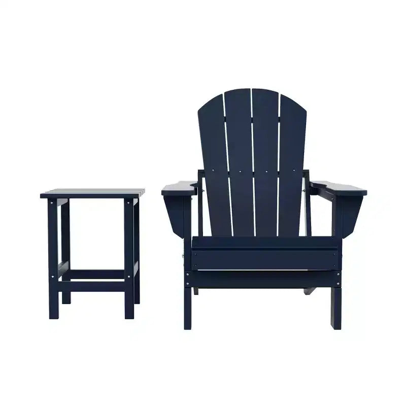WestinTrends Malibu HDPE Outdoor Patio Folding Poly Adirondack Chair with Side Table (2-Piece Set)