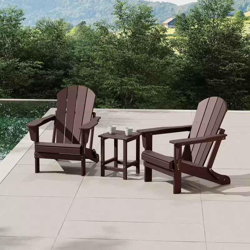 WestinTrends Malibu HDPE Outdoor Patio Folding Poly Adirondack Conversation Set (3-Piece)