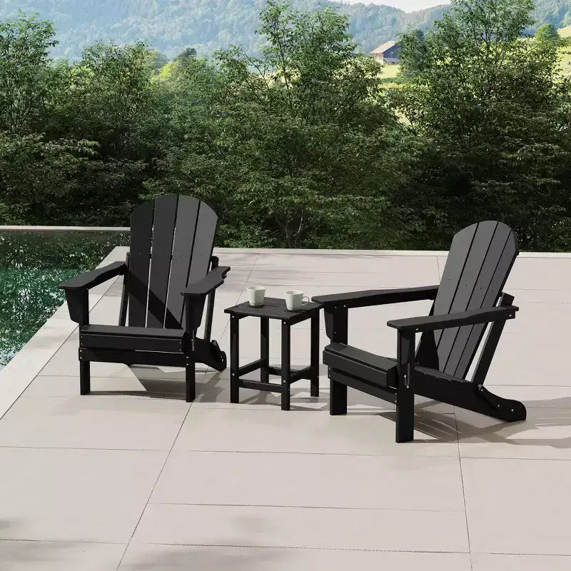 WestinTrends Malibu HDPE Outdoor Patio Folding Poly Adirondack Conversation Set (3-Piece)