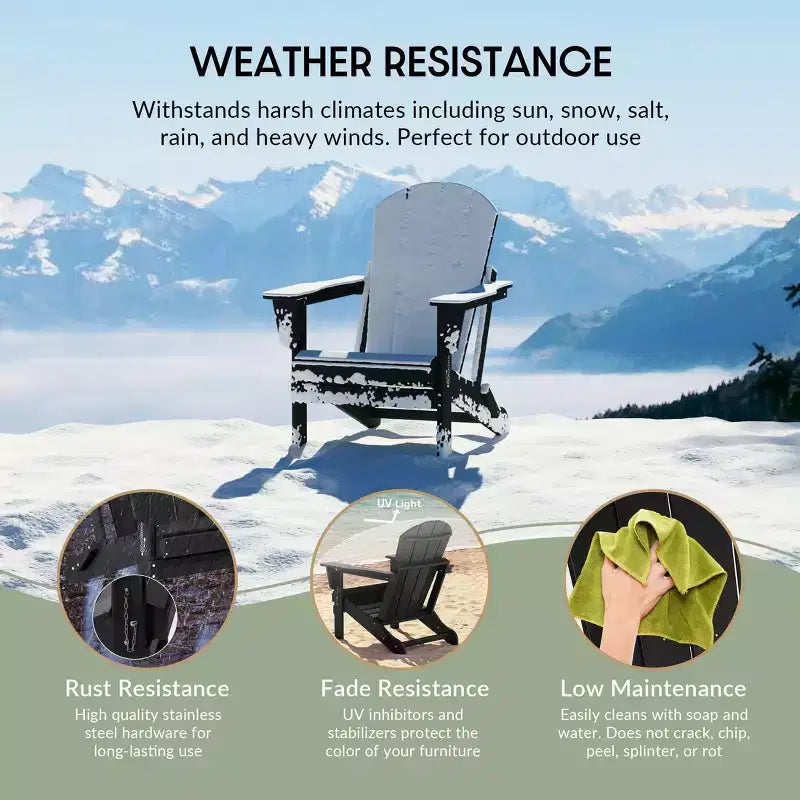 WestinTrends Malibu HDPE Outdoor Patio Folding Poly Adirondack Conversation Set (3-Piece)