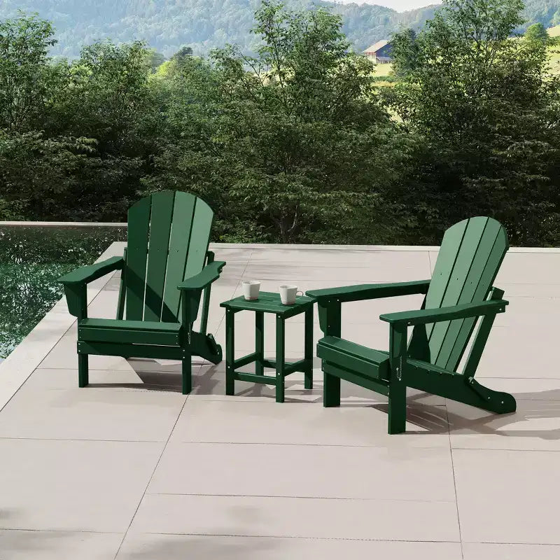 WestinTrends Malibu HDPE Outdoor Patio Folding Poly Adirondack Conversation Set (3-Piece)