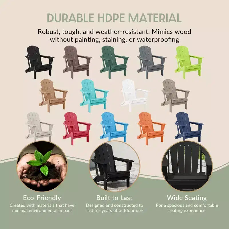 WestinTrends Malibu HDPE Outdoor Patio Folding Poly Adirondack Conversation Set (3-Piece)
