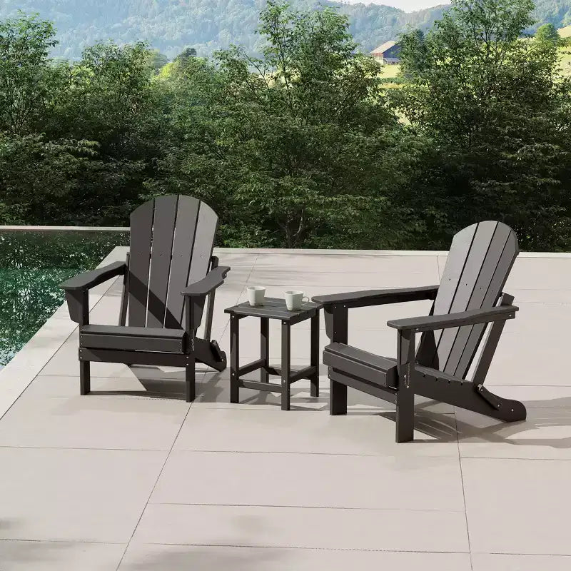 WestinTrends Malibu HDPE Outdoor Patio Folding Poly Adirondack Conversation Set (3-Piece)