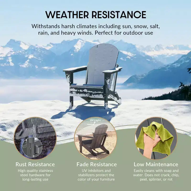 WestinTrends Malibu HDPE Outdoor Patio Folding Poly Adirondack Conversation Set (3-Piece)