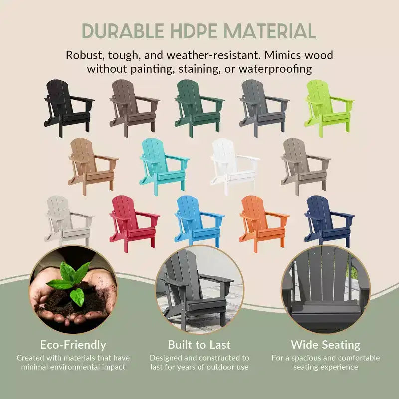 WestinTrends Malibu HDPE Outdoor Patio Folding Poly Adirondack Conversation Set (3-Piece)