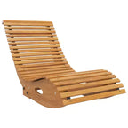 Outsunny Slatted Seat Outdoor Rocking Chair, Wooden Rocking Chair, Light Brown