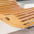 Outsunny Slatted Seat Outdoor Rocking Chair, Wooden Rocking Chair, Light Brown