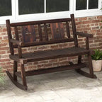 Costway 1/2 PEZZI Panca Dondolo da Giardino in Legno Carbonizzato Sedia a Dondolo Doppia con Seduta Ergonomica Rustico