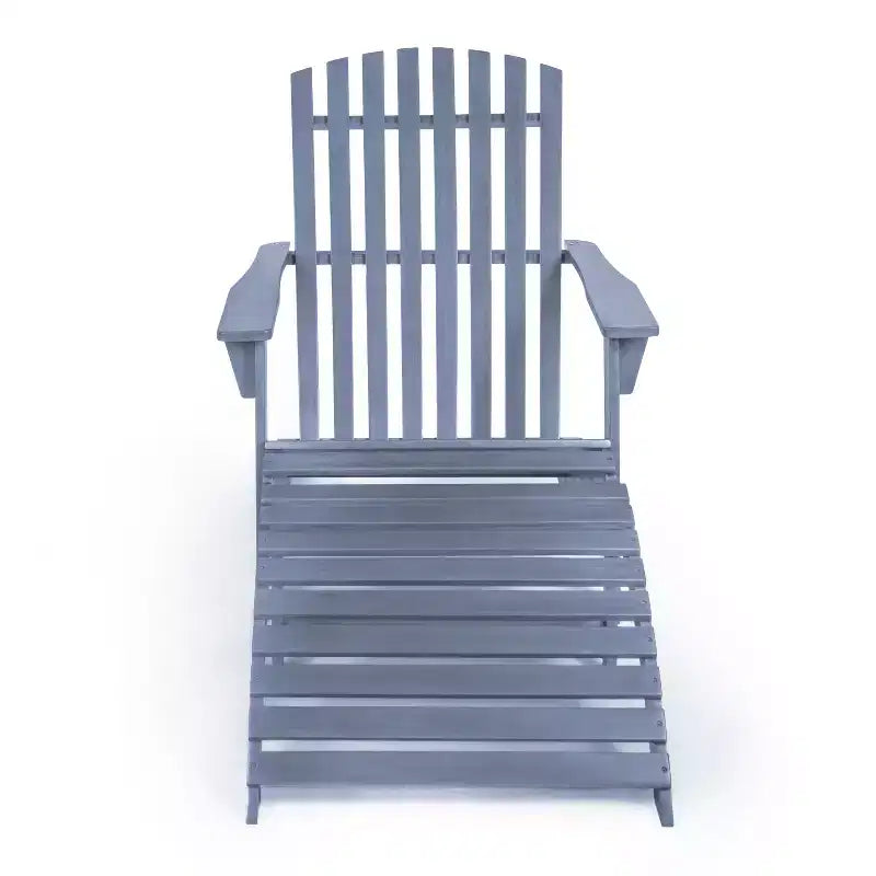 Saranac 2-Piece Traditional Rustic Acacia Wood Adirondack Chair with Detachable Ottoman- JONATHAN Y