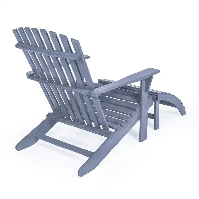 Saranac 2-Piece Traditional Rustic Acacia Wood Adirondack Chair with Detachable Ottoman- JONATHAN Y