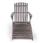 Saranac 2-Piece Traditional Rustic Acacia Wood Adirondack Chair with Detachable Ottoman- JONATHAN Y