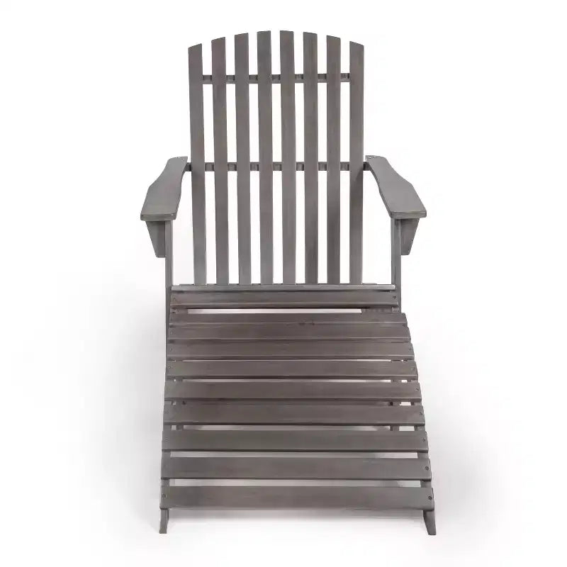 Saranac 2-Piece Traditional Rustic Acacia Wood Adirondack Chair with Detachable Ottoman- JONATHAN Y