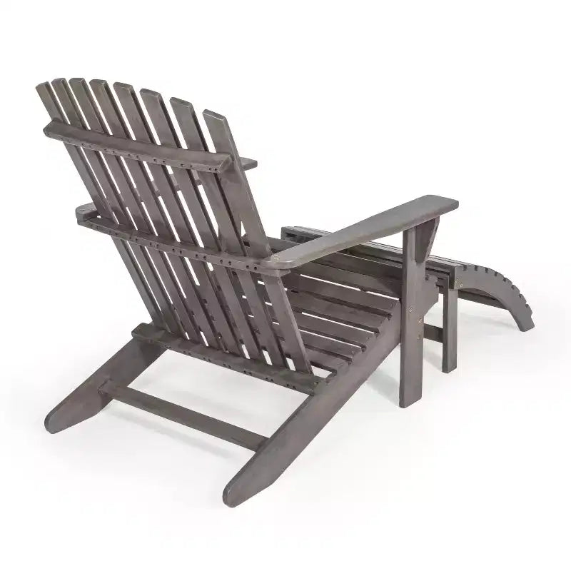 Saranac 2-Piece Traditional Rustic Acacia Wood Adirondack Chair with Detachable Ottoman- JONATHAN Y