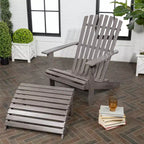 Saranac 2-Piece Traditional Rustic Acacia Wood Adirondack Chair with Detachable Ottoman- JONATHAN Y