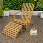 Saranac 2-Piece Traditional Rustic Acacia Wood Adirondack Chair with Detachable Ottoman- JONATHAN Y