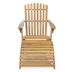 Saranac 2-Piece Traditional Rustic Acacia Wood Adirondack Chair with Detachable Ottoman- JONATHAN Y