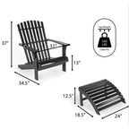 Saranac 2-Piece Traditional Rustic Acacia Wood Adirondack Chair with Detachable Ottoman- JONATHAN Y