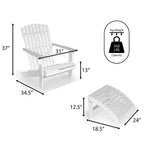 Saranac 2-Piece Traditional Rustic Acacia Wood Adirondack Chair with Detachable Ottoman- JONATHAN Y