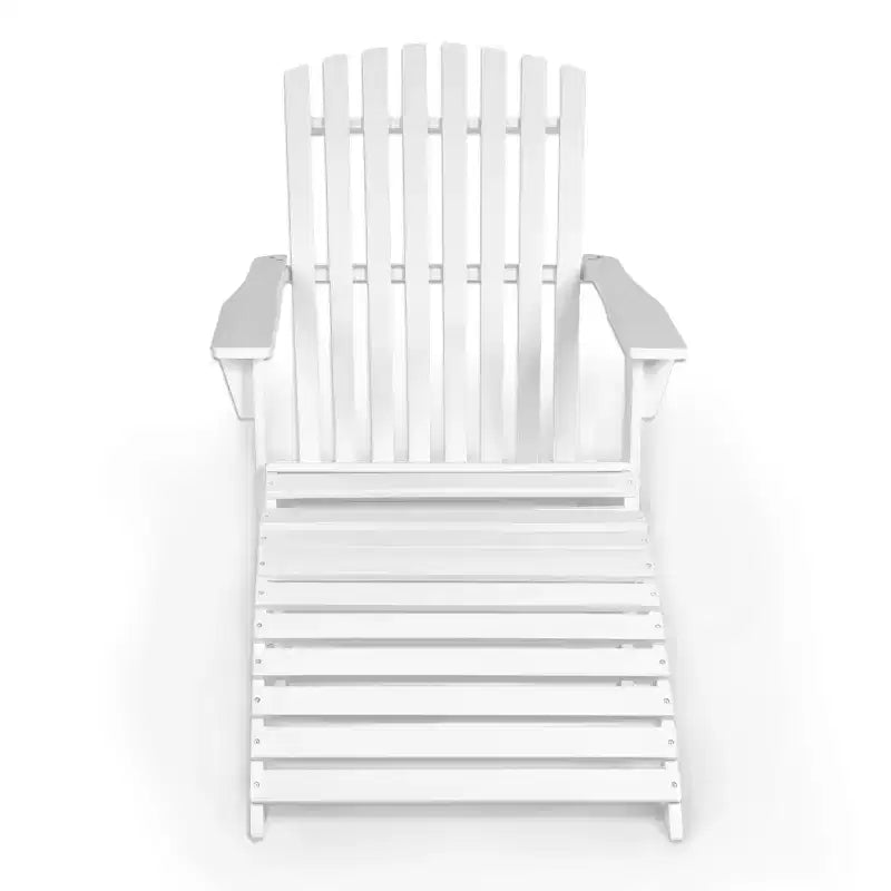 Saranac 2-Piece Traditional Rustic Acacia Wood Adirondack Chair with Detachable Ottoman- JONATHAN Y