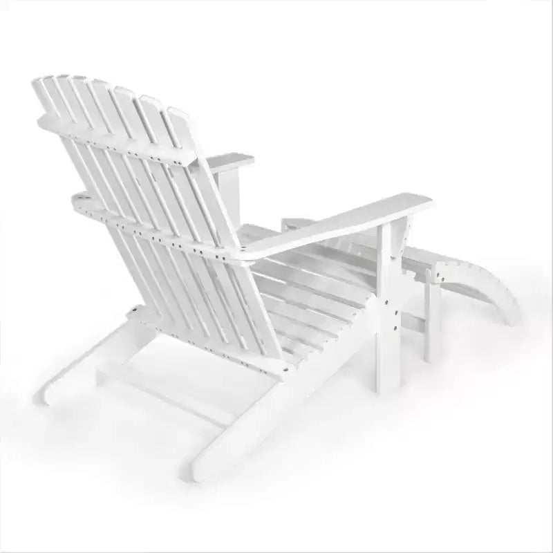 Saranac 2-Piece Traditional Rustic Acacia Wood Adirondack Chair with Detachable Ottoman- JONATHAN Y