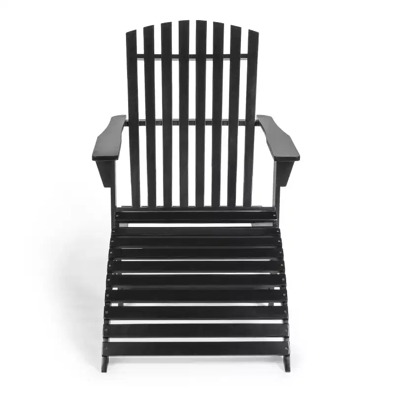 Saranac 2-Piece Traditional Rustic Acacia Wood Adirondack Chair with Detachable Ottoman- JONATHAN Y