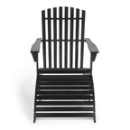 Saranac 2-Piece Traditional Rustic Acacia Wood Adirondack Chair with Detachable Ottoman- JONATHAN Y