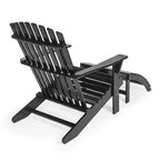 Saranac 2-Piece Traditional Rustic Acacia Wood Adirondack Chair with Detachable Ottoman- JONATHAN Y