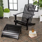Saranac 2-Piece Traditional Rustic Acacia Wood Adirondack Chair with Detachable Ottoman- JONATHAN Y