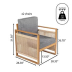 Gable Mid-Century Modern Roped Acacia Wood Outdoor Patio Chair with Cushions (Set of 2) - JONATHAN Y