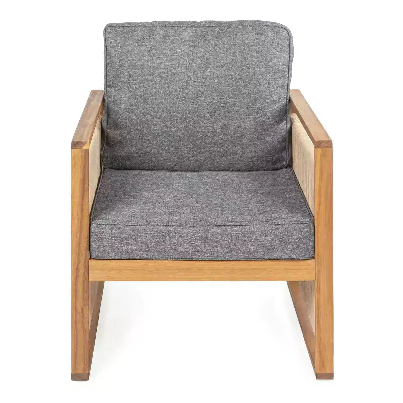Gable Mid-Century Modern Roped Acacia Wood Outdoor Patio Chair with Cushions (Set of 2) - JONATHAN Y