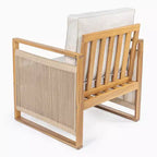 Gable Mid-Century Modern Roped Acacia Wood Outdoor Patio Chair with Cushions (Set of 2) - JONATHAN Y
