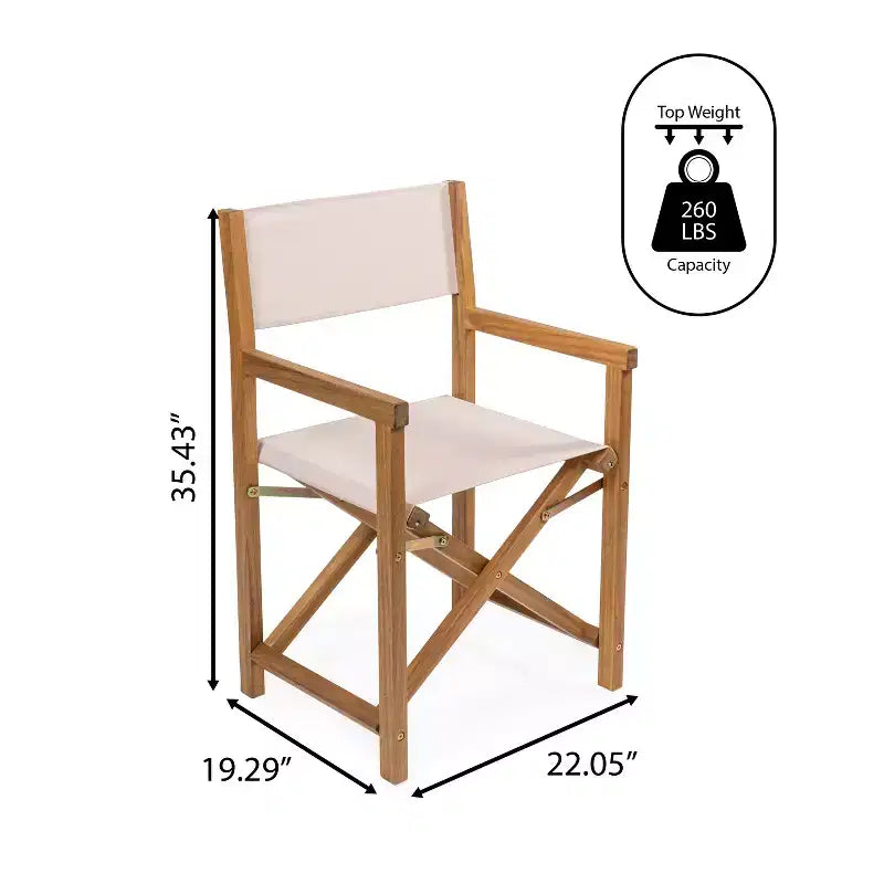 Cukor Classic Vintage - Sedia da regista pieghevole in legno di acacia con seduta in tela (set di 2) - JONATHAN Y